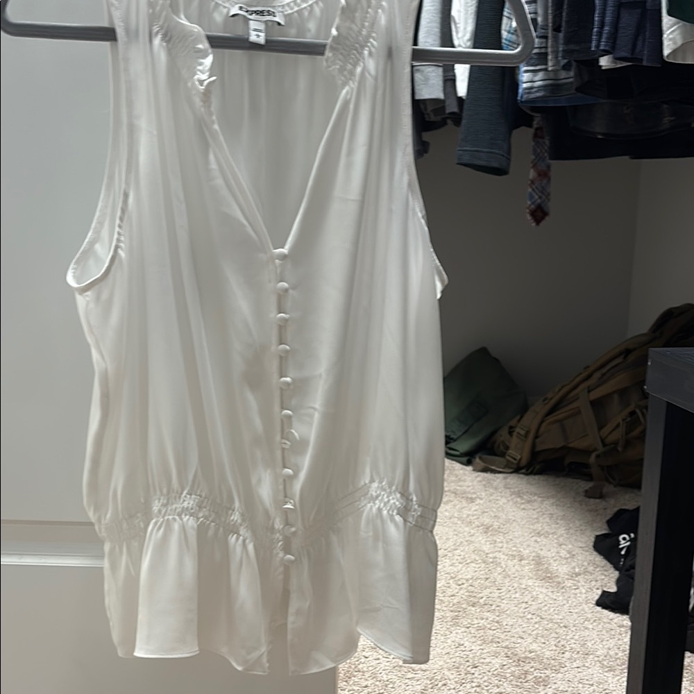 Express White Sleeveless Peplum Blouse